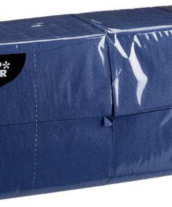 Papstar 84576 250 dunkelblau Servietten 3-lagig 1/8-Falz 33x33 cm für Familie und Gastfreundschaft