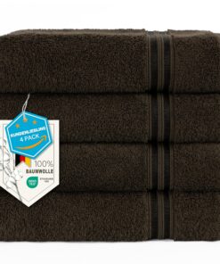 4 Stück Handtücher Set - 100% Baumwolle, schnell trocknend und saugstark, ÖKO-TEX Zertifiziert, weich und praktisch, Bra