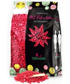 Dermawax 1 kg Rose Wax Perlen - Sanftes Waxing ohne Streifen - Für Frauen & Männer - Profi-Heißwachs für Brazilian, Bein