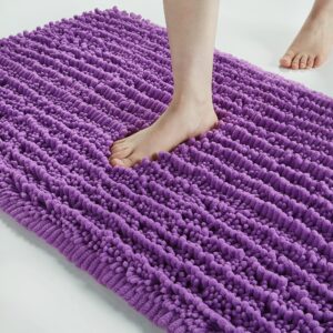 FLOLEOPA Lavendel Badezimmerteppich weicher Plüsch-Mikrofaser saugfähig rutschfest maschinenwaschbar Badewanne Dusche Ba