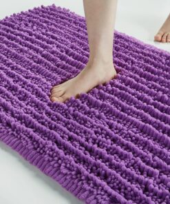 FLOLEOPA Lavendel Badezimmerteppich weicher Plüsch-Mikrofaser saugfähig rutschfest maschinenwaschbar Badewanne Dusche Ba