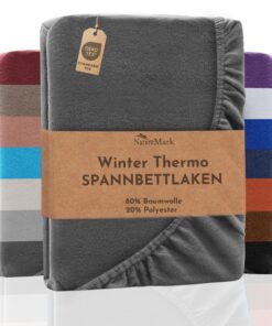 NatureMark Winter Thermo Fleece Spannbettlaken - Warmes Spanntuch für Winter, Anthrazit, 90 x 190 cm - Top-Suchbegriffe