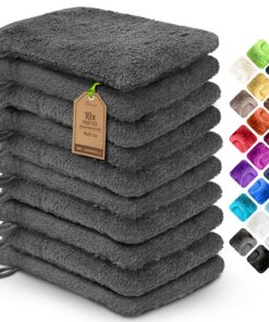 NatureMark 10x Waschhandschuhe aus Frottee – Weich und Robust, Ideal für tägliche Pflege und Gäste – Anthrazit Grau, 15x