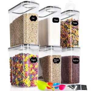 GoMaihe 4L Vorratsdosen 6 Set Mehrweg Luftdicht Behälter zur Aufbewahrung von Nudeln, Müsli, Reis, Mehl und Futter für H