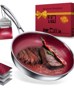 FIXLINE® BLACK FOREST Red Edition Servierpfanne 28cm - kratzfestebeschichtung ohne PTFE - für alle Herdarten inkl. Induk