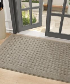 BEQHAUSE Innen Fußmatte Beige, rutschfeste Schmutzfangmatte 80x120cm, Haustür, Flur für Hund, Global Recycled Standard O