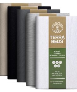 Terra Beds Premium Topper Oeko-TEX Baumwoll Jersey 160x200cm - 160g/m2 für Spannbett – 10 Farben verfügbar OEKO-TEX MADE
