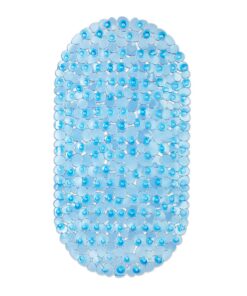 Relaxdays Blauwaschbare rutschfeste Badewanneneinlage Steinoptik 68x35,5 cm Saugnäpfen