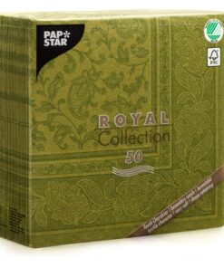 Papstar - 50 Royal Collection 1/4-Falz Olivengrüne Servietten #81746 für Haus und Gästeessen