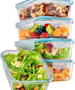 Praknu Glasbehälter 1000ml - Stapelbar & Luftdicht - BPA-frei - Spülmaschinenfest - Gefrierschrank & Mikrowellengeeignet