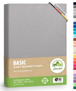 Leevitex® Boxspringbett Laken & Wasserbett Laken | 100% Baumwolle | Markenqualität | Ökotex | 200 x 220 cm - Grau OEKO-T