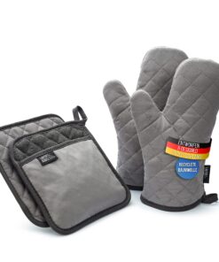 LauterSchutz® Topflappen und Ofenhandschuhe im Set - extra weiche, waschbare & recyclete Baumwolle zum Kochen und Backen