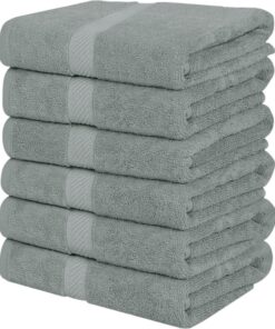 Utopia 6er-Pack mittelgroße Badetücher - weiche, saugfähige Baumwolltücher (Silber) 60x120 cm OEKO-TEX MADE IN GREEN
