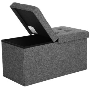 SONGMICS LSF46GYZ Sitzbank mit Stauraum für Flur, Wohnzimmer, Schlafzimmer - schiefergrau, bis 300 kg belastbar, klappba