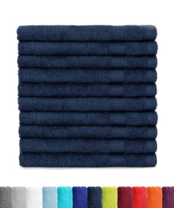 BaSaTex Frottee-Gästehandtücher 30 x 50 cm – 10er Set, 100% Baumwolle (Made in Green), Navy Dunkelblau