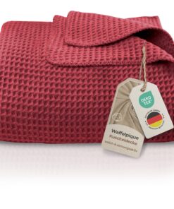 LAYNENBURG Premium Baumwolldecke 150x200 cm - Oeko-TEX 100 - Waffelpique - Kuscheldecke für Wohnzimmern, Sofas & Couchen