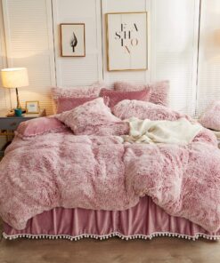 LIFEREVO Luxuriöses Plüsch-Bettbezug-Set, ultraweicher Samt, flauschig, pelzig (King-Size, Ombré-Pink) LIFEREVO King-S