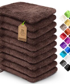 NatureMark Waschhandschuhe 10x – Baumwoll-Frottee, weich und robust, ideal für tägliche Pflege und Gäste – Schokobraun,