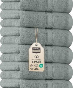 Utopia Towels - Baumwollhandtücher ultraweich und sehr saugfähig - Für die Familie - Zum Baden und Sport - 6er Pack (Küh