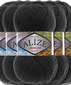 Alize Classic Premium Babywolle Garn 100g | Black | Stricken und Häkeln | Baby Projekt