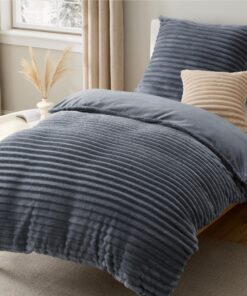 BEDSURE Flanell Bettwäsche 135x200 - Winterbettbezug mit Reißverschluss, Anthrazit OEKO-TEX STANDARD 100