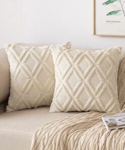 MIULEE Weihnachtszierspitze Kissenbezug für Sofa und Schlafzimmer Flauschig Beige 40x40 cm