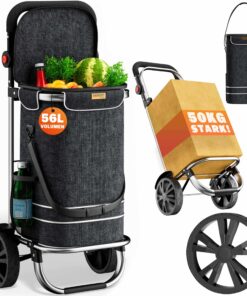 MONZANA® 3in1 Einkaufstrolley 56L bis 50kg klappbar abnehmbare Tasche Schwarz