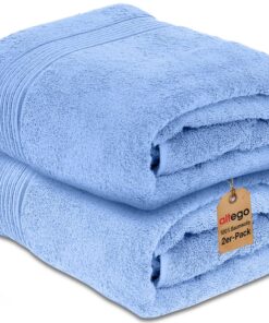 altego Duschhandtücher 2er Set 70×140 cm – 100% Baumwolle, extra weich & saugstark, Blau