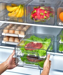 Kühlschrank Organizer Schublade Doppelschichtige Stapelbar Durchsichtig für Küche Kühlschrank Speisekammer