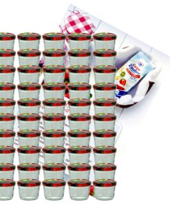 MamboCat Sturzglas 230 ml 50er Set Marmeladenglas Einmachglas mit Deckel Diamant-Zucker & Gelierzauber Rezeptheft