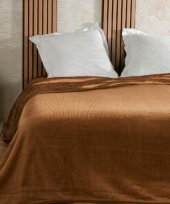Lederdecke: Velours, Waffelmuster, 240 x 260 cm, Braun