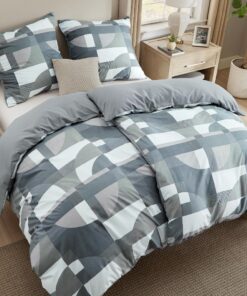 BEDSURE Bettwäsche 135x200 4teilig - Grau Geometrie Muster OEKO-TEX STANDARD 100 BEDSURE Bettwäsche 135x200 2er Set - Re