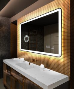 Badspiegel mit Beleuchtung - Led Spiegel Bad -IDESIGN - 120x70 - Badezimmerspiegel Nach Maß - Modernes Design - Ohne Rah