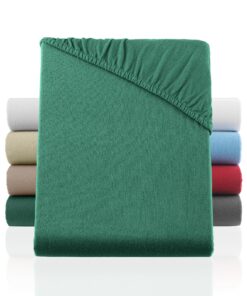 BaSaTex Flauschfeinbiber Winter Spannbettlaken für Familie | 100% Baumwolle | 180x200 cm | Dunkelgrün | BaSaTex Flausch