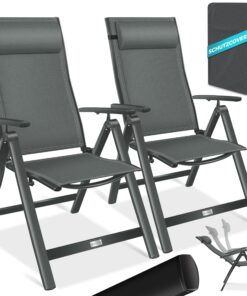 Kesser® Gartenstuhl Hochlehner Anthrazit 2er Set Wetterfest & Anti-Rutsch