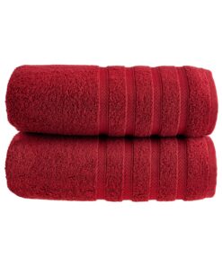 HALLEY Türkische Premium-Badetücher (2 Stück), sehr saugfähig, superweich, 100 % Baumwolle, 650 g/m², 2 Badetücher (rot)