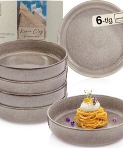 SÄNGER Kairo Clay Pastaschalen 6 teiligVALUE COLLECTION Spülmaschinenfest Mikrowellenfest Kratzfest Grau 800 ml