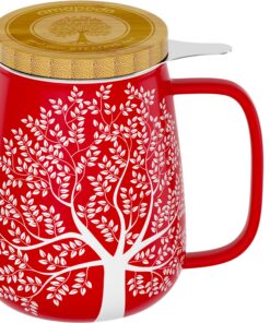 Amapodo XXL Rot Tee Tasse - 600ml Porzellan - Plastikfrei - für Familie - Gartenpartys