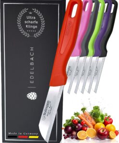 Solingen 6x Küchenmesser Set, gerade Klinge, Allzweckmesser, Geschenkidee, sehr scharf, Made in Germany, Obst- und Gemüs