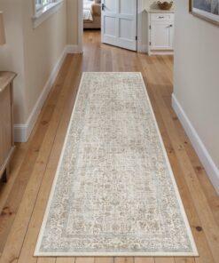 HUGEAR Vintage Taupe Waschbarer Teppich OEKO-TEX STANDARD 100 LäUfer Schlafzimmer Weich rutschfest