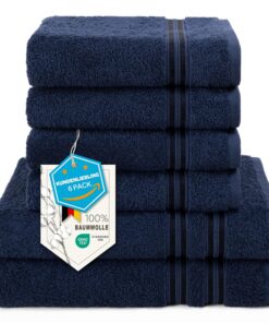 K حاجة zum Baden - 6 Teiliges Handtuch Set, 100% Baumwolle, Weich und Saugstark, OEKO-TEX STANDARD 100, 2 Badetücher 70x