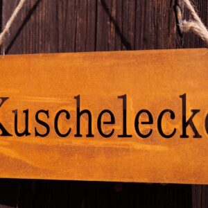 Rostoptik Lieblingsplatz Schild 18 x 8 cm (Metall, Kuschelecke)