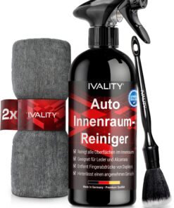 Ivality® Premium Auto Innenraum Reiniger Set - Cockpitpflege für Kunststoff, Polster & Leder - Auto Innenraumreinigung -
