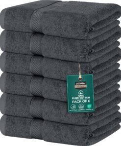 Utopia Towels - 6er-Pack mittelgroße Badetücher, weiche und saugfähige Handtücher (Grau) OEKO-TEX MADE IN GREEN