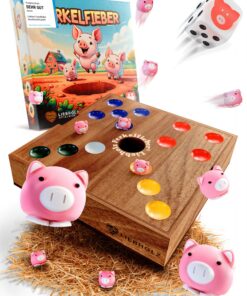 Original Big Hole Ferkelfieber [TESTSIEGER] lustiges Schweinchen Brettspiel aus FSC Samena Holz - Gesellschaftsspiel für
