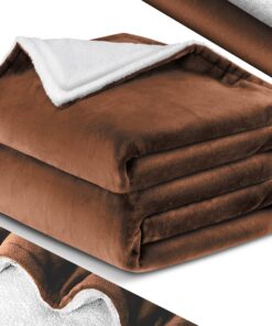 Kresher® Kuscheldecke Flauschige Sherpa Extra Weich & Warm Wohndecke, Dunkelbraun 130 cm x 150 cm - Anti-verfärben & Fal