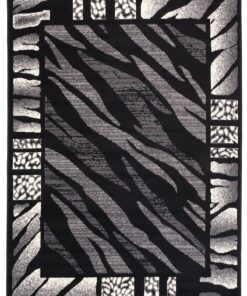 Carpto Teppich Tiermuster Schwarz Weiss Zebra Animal Safari Tierfell - ÖKO TEX (80 x 150 cm)