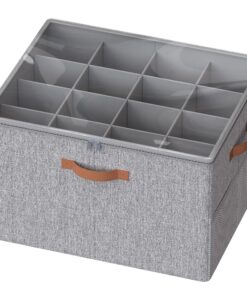 SONGMICS Schuh-Organizer für 16 Paar Schuhe, Platzsparend, taubengrau LSP555G01 SONGMICS Schuh-Box mit transparentem D