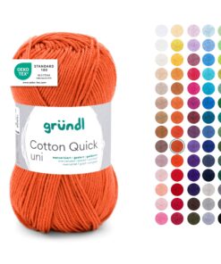 Gründl Wolle Cotton Quick - rostrot - Strickgarn für Häkeln - Hautfreundlich und glänzend - 100% Baumwolle - 50g / 125m