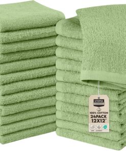 Utopia 24 Stück Seiftücher, saugfähige Waschlappen und Gesichtsreiniger 100% Baumwolle (Salbeigrün) OEKO-TEX Made in Gre